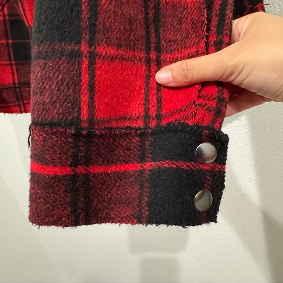 Jessica Simpson Plaid Buffalo Check Jacket Sz 2X Fleetwood Sherpa Moto Red Black - Picture 9 of 14